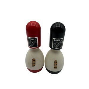 Vintage Cyprus Plastic Salt & Pepper Shakers Red & Black